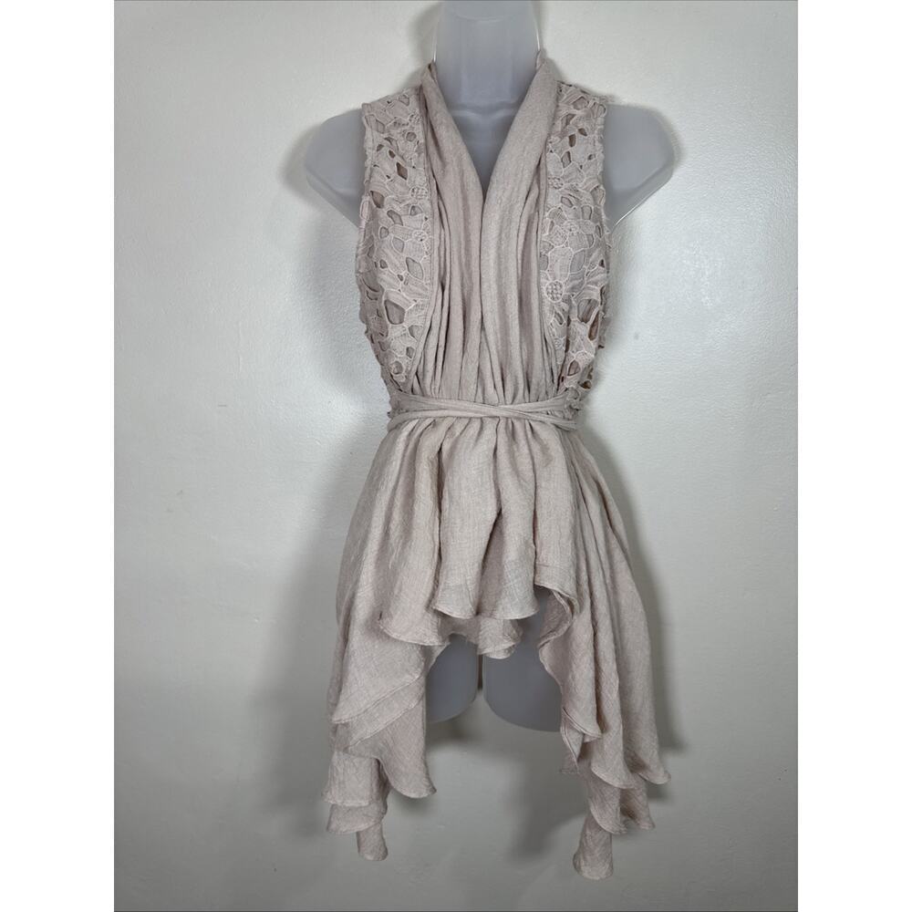 Hyfee Womens Vest Cardigan Crochet Ruffle Layers Boho Coquette Festival L